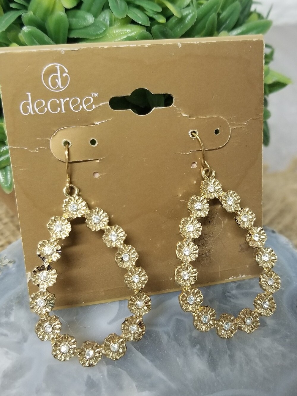 Dainty Flower/ Rhinestones Drop Earrings